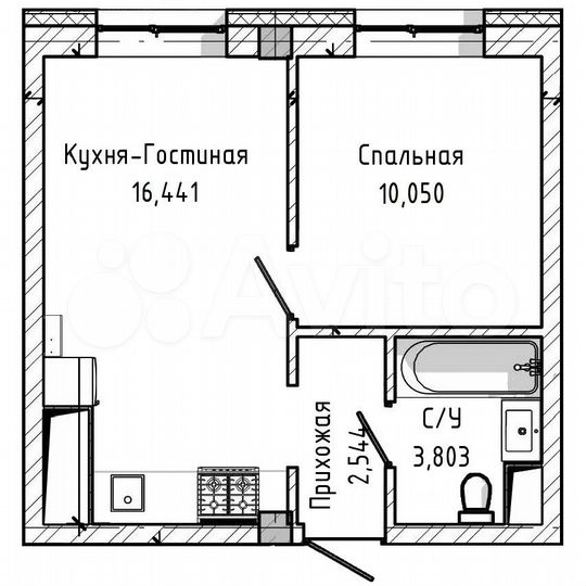 1-к. квартира, 32,8 м², 2/9 эт.