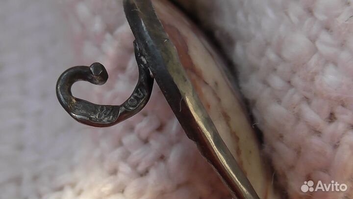 Старинная серебряная брошь яшма 84 проба царизм