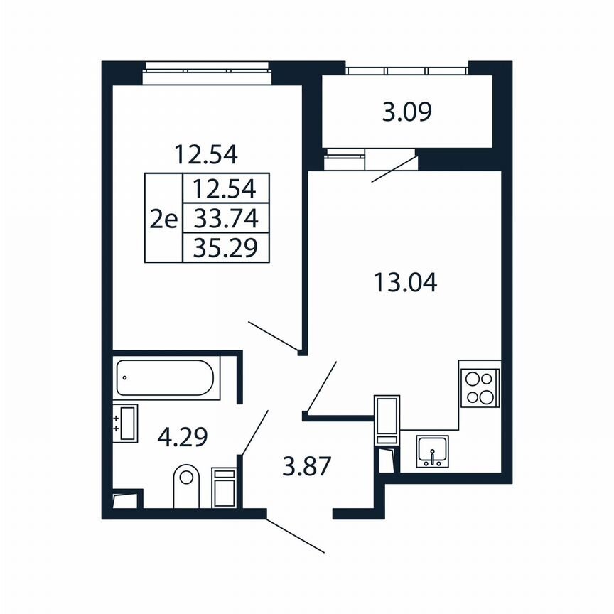 2-к. квартира, 36,8 м², 12/12 эт.