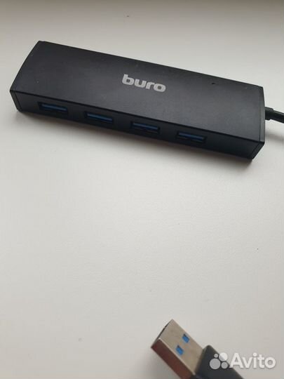 Хаб (разветвитель) Buro BU-HUB4-0.5-U3.0, черный