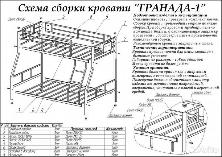 Кровать металлическая Гранада 1. Рассрочка 6мес