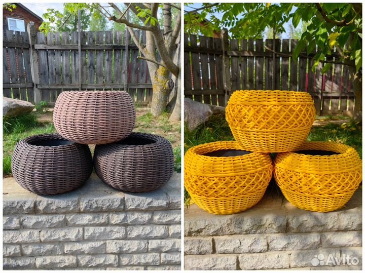 Кашпо из искусственного ротанга