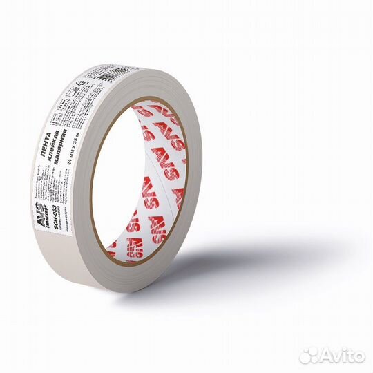 Лента клейкая малярная (бежевый) 24 mm x 35 m AVS