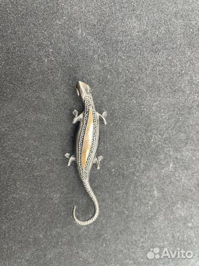 Брошь ящерица саламандр серербро винтаж Европа