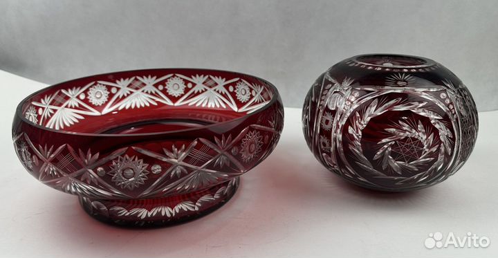 Вазы, конфетницы, цветной хрусталь СССР