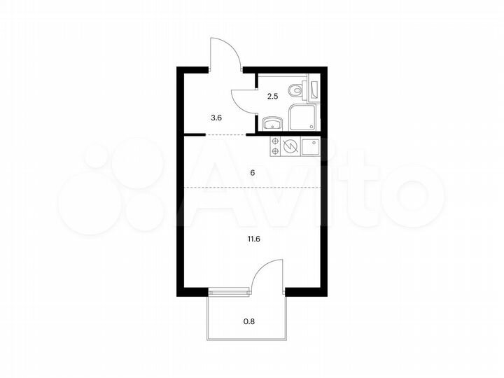 Квартира-студия, 24,5 м², 3/24 эт.