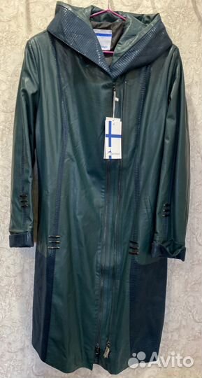 Кожаный плащ женский 50