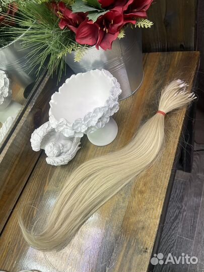 Волосы натуральные 60 см блонд