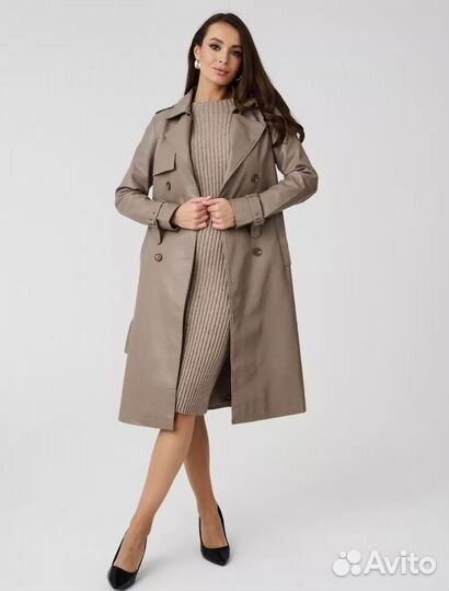 Тренч плащ кожаный 44-46 М