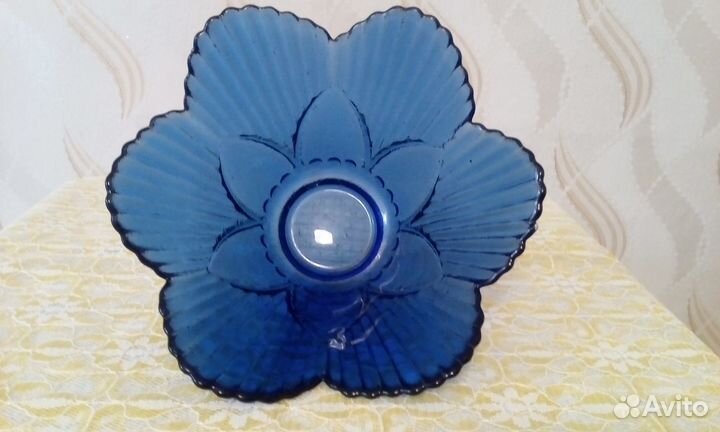 Сахарница и конфетница из кобальтового стекла СССР