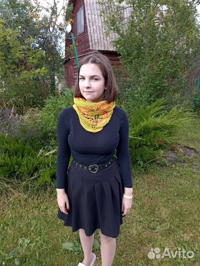 Вязаный платок, палантин, бактус ручная работа