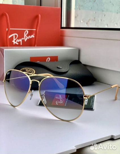 Очки ray ban aviator авиаторы голубые