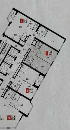 1-к. квартира, 46 м², 5/47 эт.