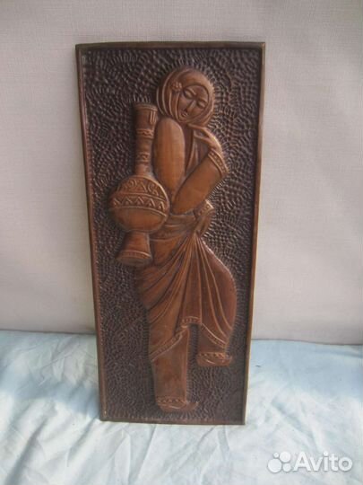 Чеканка Девушка со свечой СССР винтаж