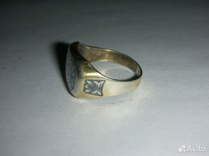 Перстень женский, серебро 925, чернь, Россия