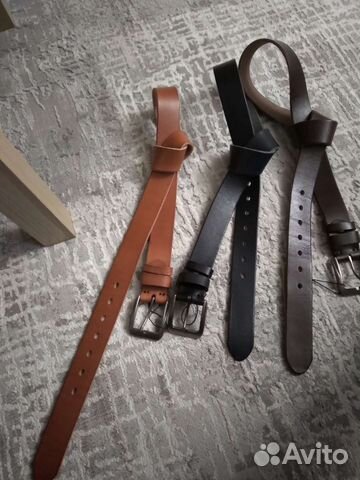 Мужской кожаный ремень черный