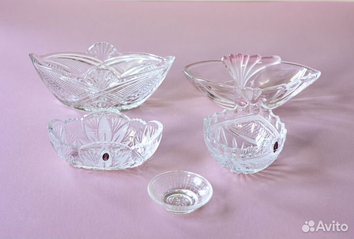 Советские вазы стеклянные, посуда СССР винтаж