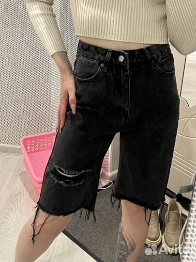 Шорты zara женские темно-серые