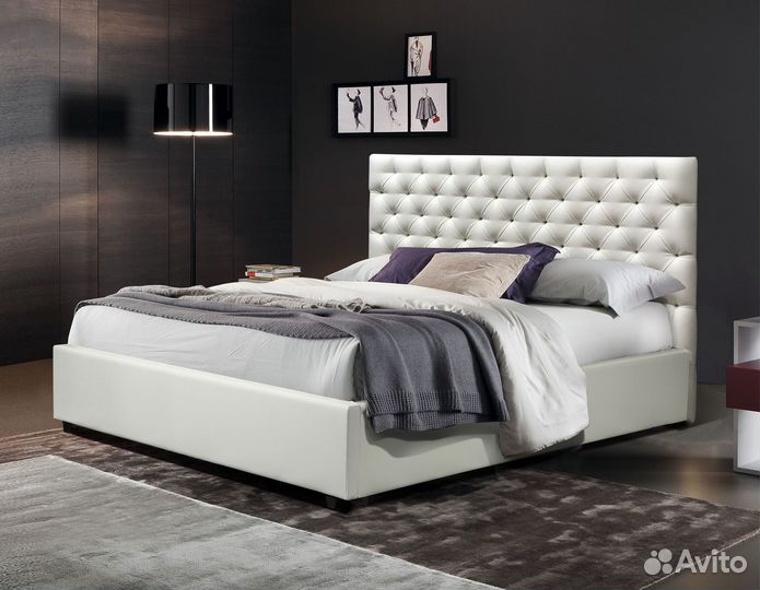 Современная кровать с мягким изголовьем
