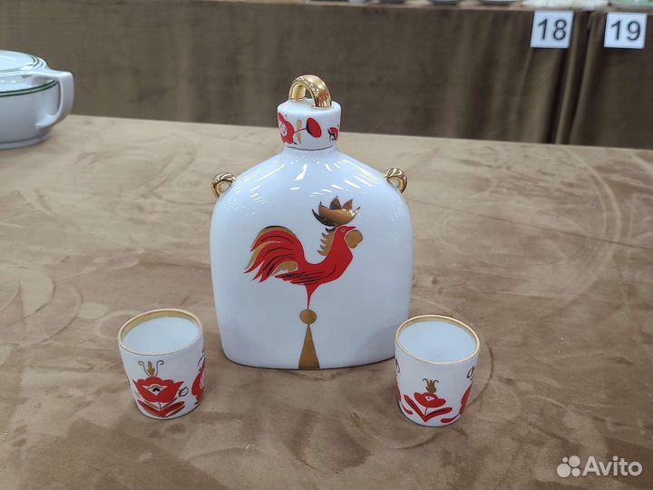 Штоф Русская красавца, петух, лфз, СССР