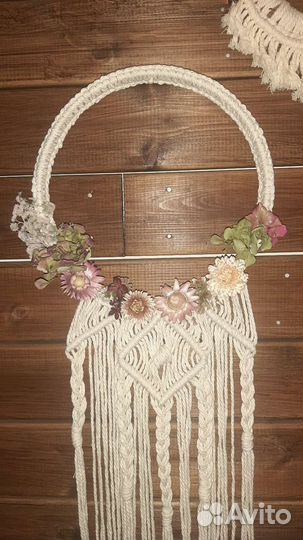 Венок настенное украшение ручная работа макраме