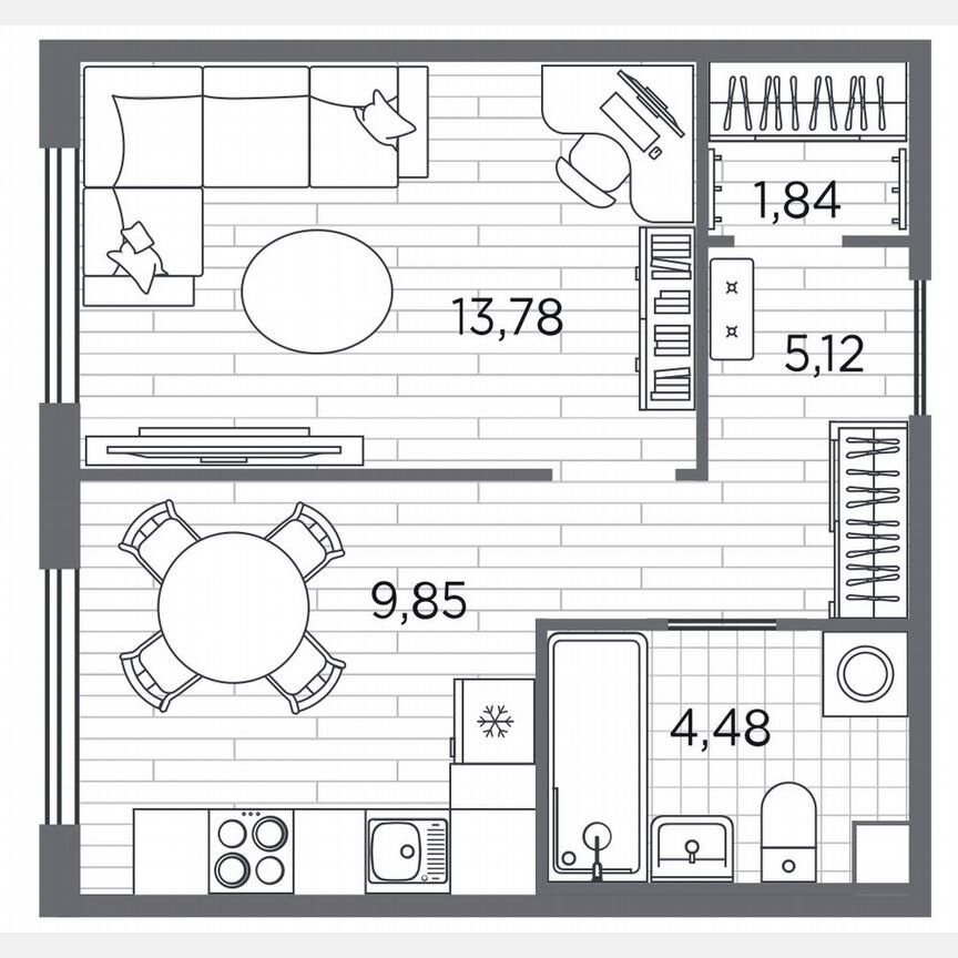1-к. квартира, 35,1 м², 2/5 эт.