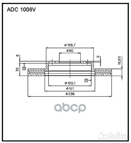 Диск тормозной перед ADC1008V allied nippon