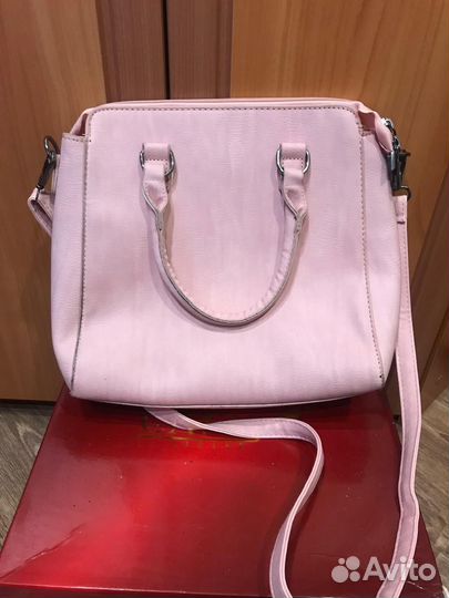 Сумка женская кожаная розовая