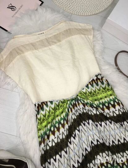 Юбка шёлк Rene Lezard M, верх лён плюсом