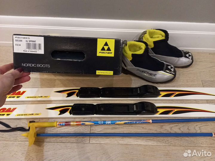 Беговые лыжи детские и палочки