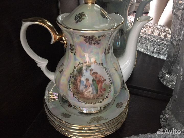 Чайно кофейный сервиз гдр с позолотой