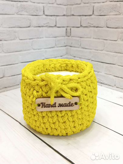 Вязаное кашпо из шнура
