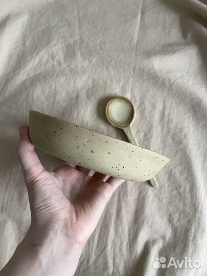 Тарелка и ложка ручной работы