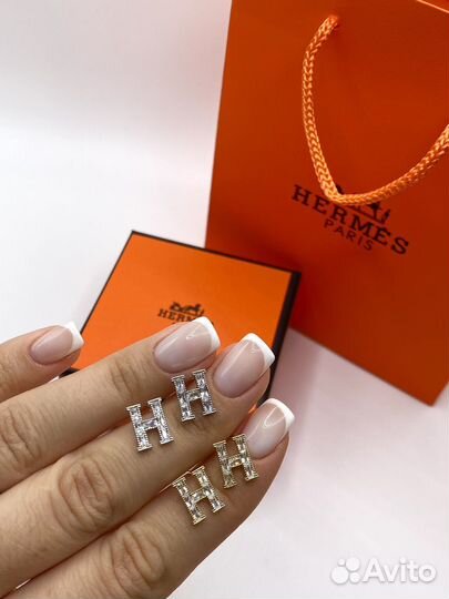 Серьги гвозди hermes пусеты