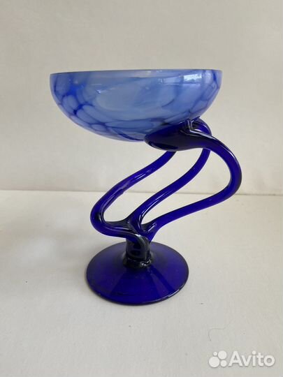 Кобальтовое стекло. Ваза на ножке. СССР