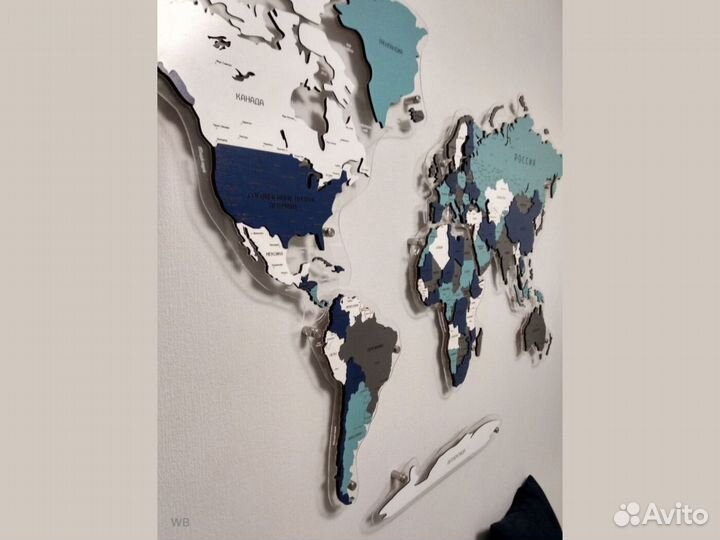 Карта мира из дерева на стену