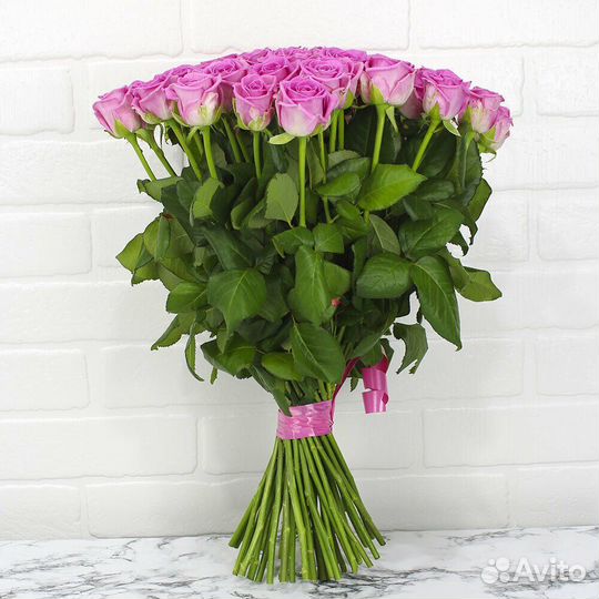 Розы 51 штука 60 см розовые