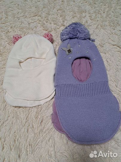 Зимние шапочки шлемы для девочки 1 - 3 года