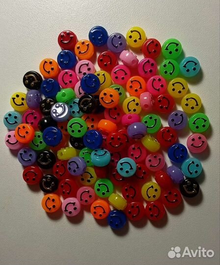 Бусины смайлики, 100 шт, новые