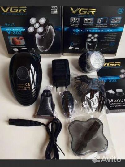 Шейвер 4в1 электробритва VGR-302 беспроводная