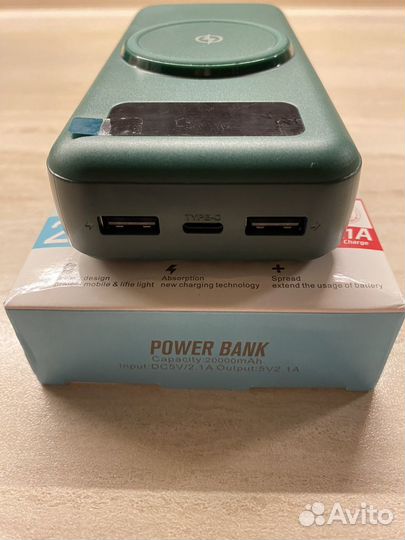 Power bank 20000mAh с беспроводной зарядкой(новый)