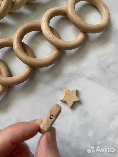 Кольцо буковое, звенелка, грызунки для творчества