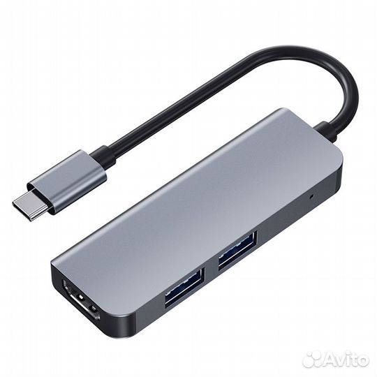 USB Хаб Type-C на MacBook 3в1 bronka серый