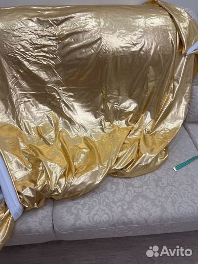 Ткань для платья золотая на трикотаж. основе 5м