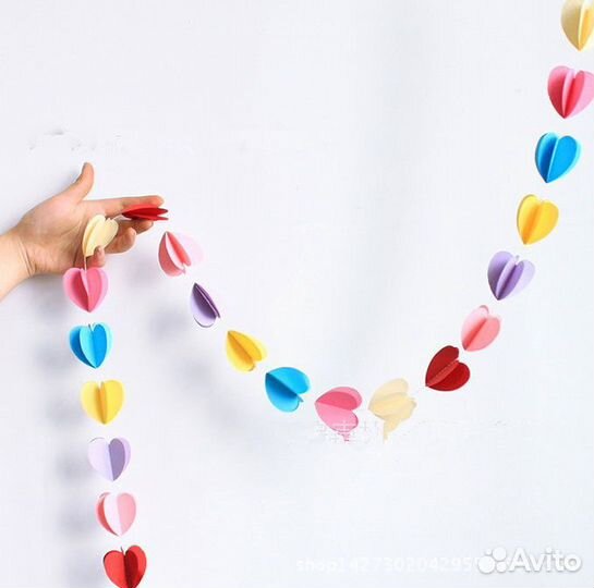 Гирлянда цветы, сердечки, бабочки, звездочки