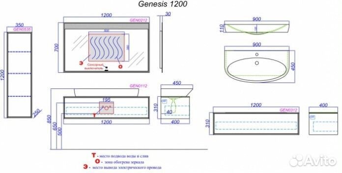 Мебель для ванной Aqwella Genesis 120 миллениум се