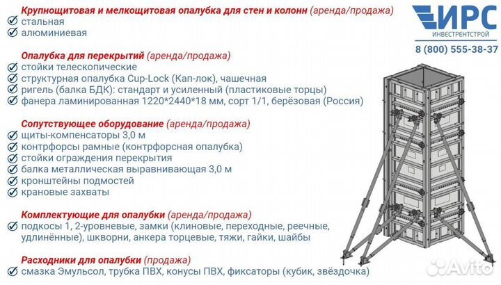 Опалубка для колонн. Аренда и продажа