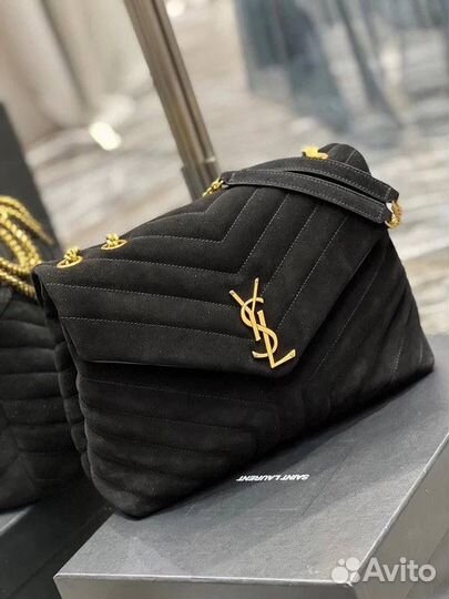 Сумка Saint Laurent YSL стёганая замша чёрная