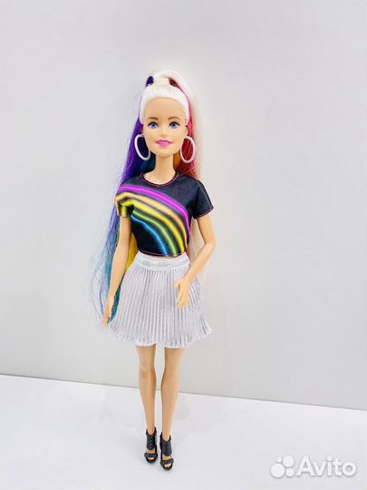 Кукла радужные волосы Barbie скейт фея Winx
