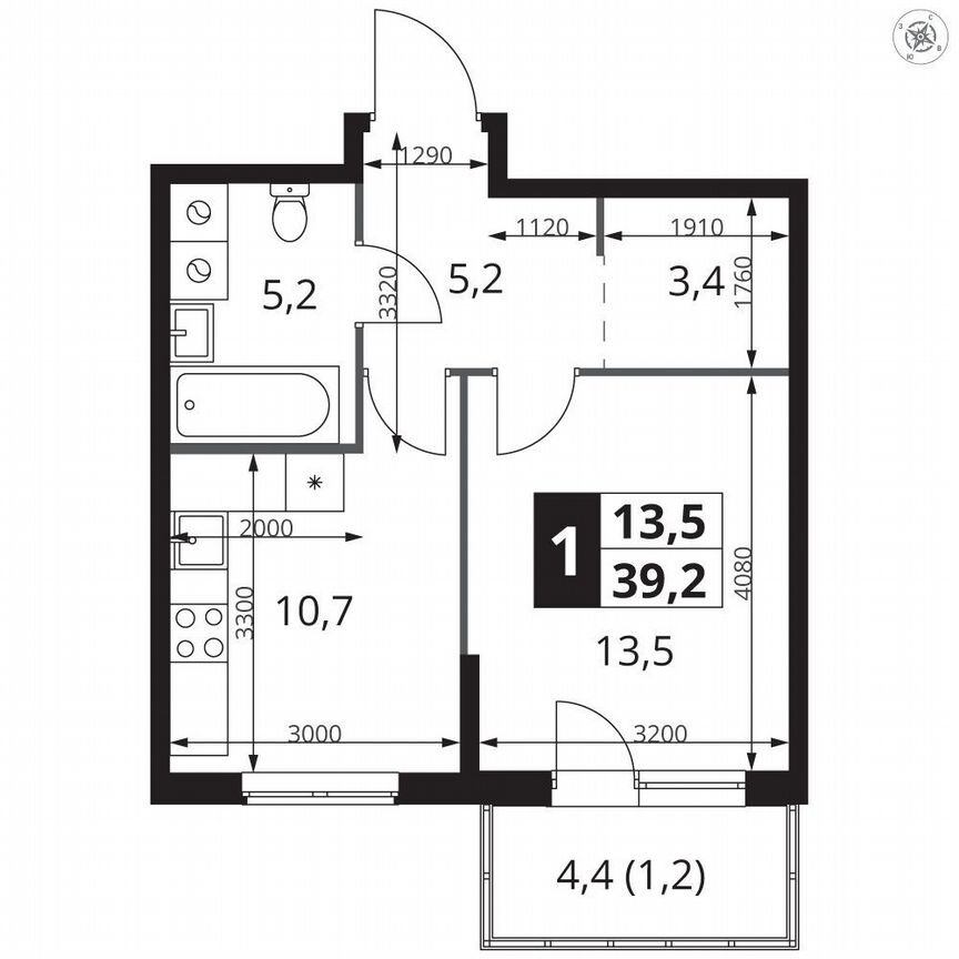 1-к. квартира, 39,2 м², 4/15 эт.